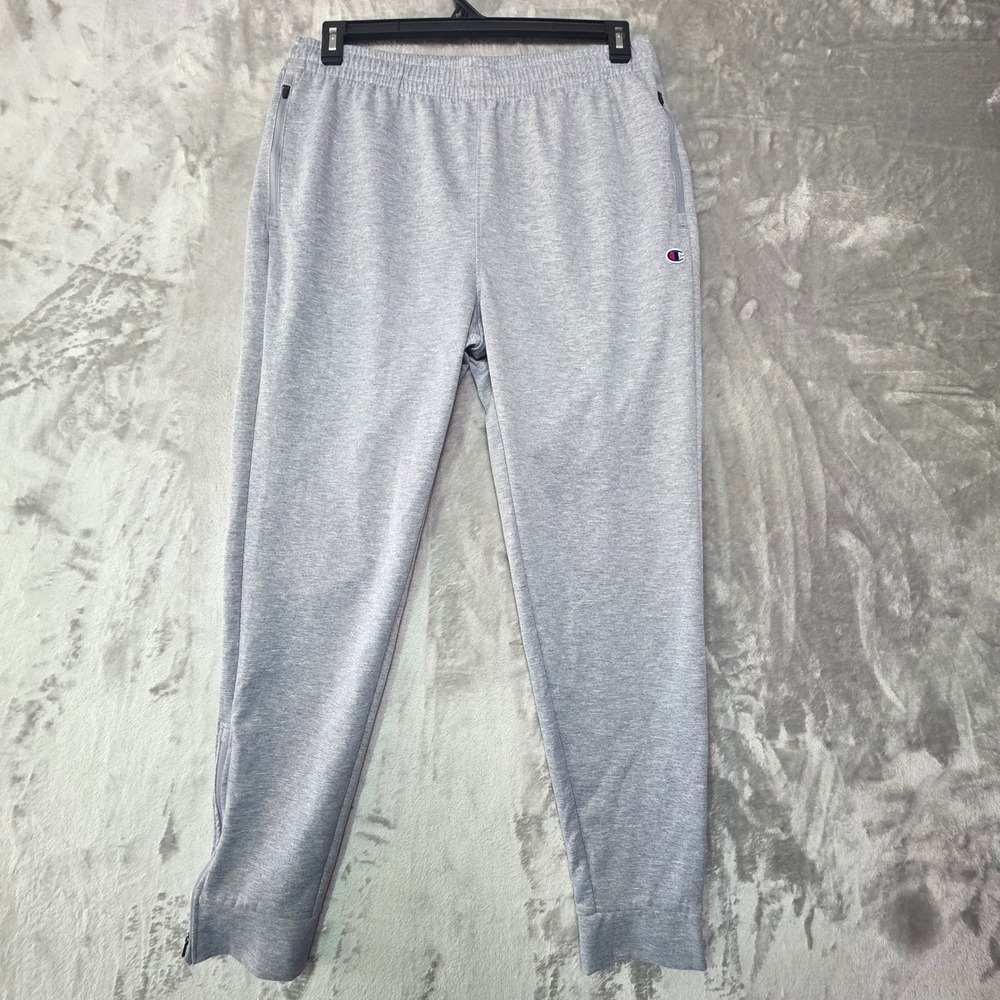 Champion Mens Gray Heather Tapered Jogger Sweatpants Zipped Pockets L 1656925
